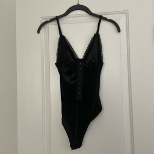 F21 velvet corset body suit